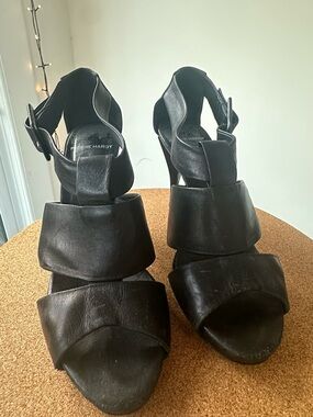 Pierre Hardy Black Leather Sculptural Strap Heels